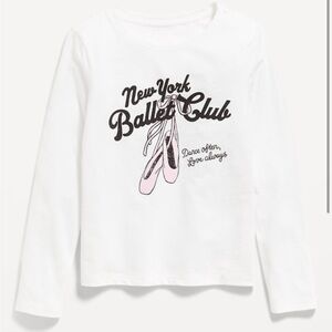 Old Navy Girls White Ballet Club Long Sleeve Shirt